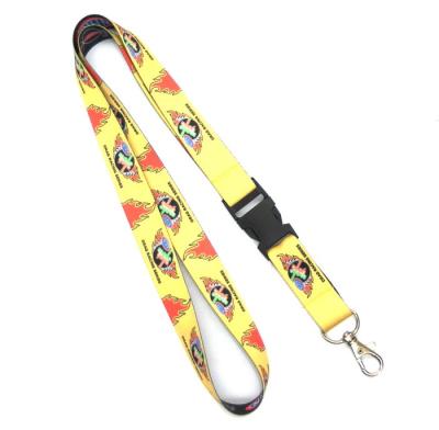 China Custom Printed Heat Transfer Lanyard Yellow Detachable , 20mm X 900 mm for sale