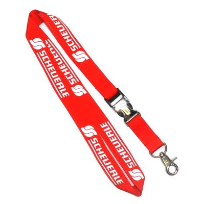 China Conference Red ID Neck Lanyard With Buckle , Silk Screen Logo for sale