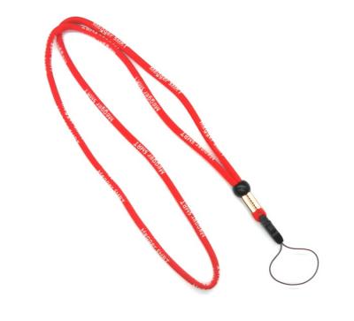 China Round Woven Key Neck Lanyard , Red Polyester Rope Cord Strap for sale