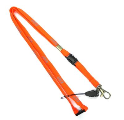 China Quick Release Orange Tubular Lanyard With Snap Hook , Break Buckle for sale