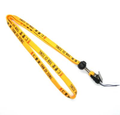 China Yellow Polyester Tubular Neck Lanyard With Adjustable Hook for sale