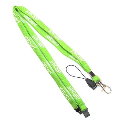 China Mobile Phone Tube Lanyard , Green Polyester Screen Printing Lanyards for sale