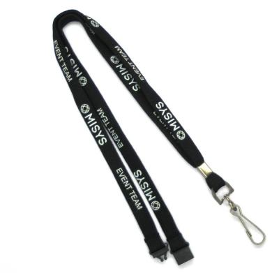 China Breakaway Black Tubular Lanyard With Silk-screen White Logo for sale