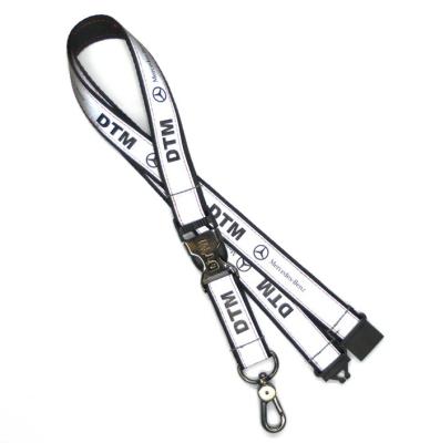 China White Polyester Reflective Lanyard Neck Strap For ID Card for sale