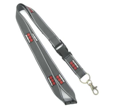 China Grey Polyester Reflective Lanyard Screen Print For Business Conference for sale