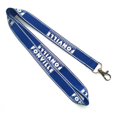 China Blue Polyester Silk Screen Printing Lanyards , Reflective Lanyard for sale