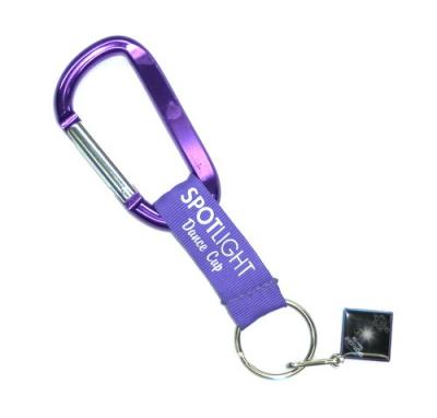 China Purple Metal Carabiner Key Ring Short Polyester Lanyard Key Chain for sale