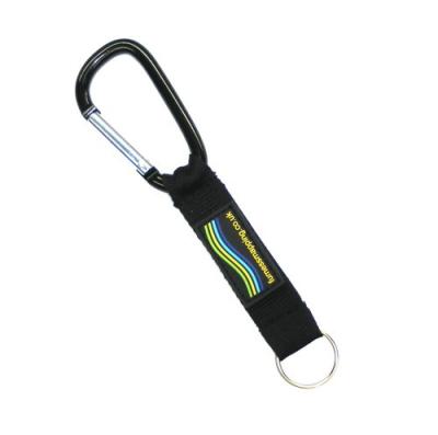 China Black Metal Carabiner Key Ring Holder , Polyester Lanyard Keychain for sale