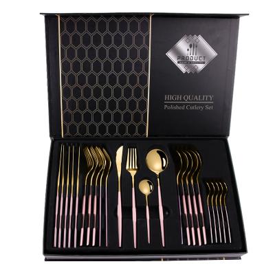 China Amazon Success 24pcs Sustainable Stainless Steel Cutlery Set Gold Plated Flatware Set For Party Wedding for sale