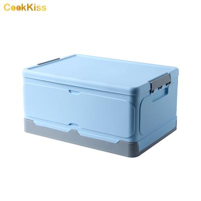 China Sustainable Hot Selling Sustainable Durable Folding Covered Lid Cart Amazon Plastic Stackable Storage Box for sale