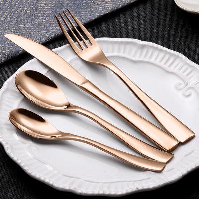 China Sustainable Custom Copper Silver Modern Gift Cutlery Set Stainless Steel Flatware for sale