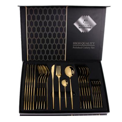 China Korean Cutleri Makers Rainbow Stainless Steel Cutlery Cutlery Set Stainless Steel Luxury Gold Viable Cutlery Set for sale