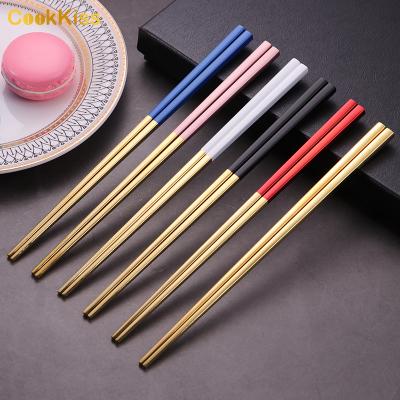 China Sustainable Chinese Luxury Golden Black Sushi Gift Box Set Stainless Steel Chopsticks With Logo for sale