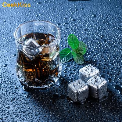 China Logo Metal Reusable Bar Custom Viable 8 Pack Whiskey Stone 304 Stainless Steel Ice Cubes for sale