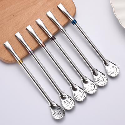 China Viable Wholesale Metal Tea Coffee Drinkware Yerba Mate Straw Spoon Drinking Stainless Steel for sale