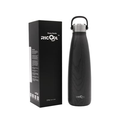 China Ricool PORTABLE Sports Water Bottle 17oz Insulated Stainless Steel Thermos Bottle With Carbon Fiber Design for sale