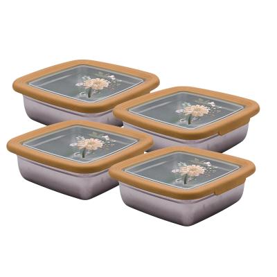 China Bulk Freshness Preservation 304 Stainless Steel Lunch Box Bento Box Single Wall Food Containers for sale