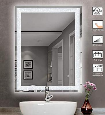 China Hotel Room Bathroom Mirror Whaterpoof Defoger Decorative Magnifying Wall Touch Screen LED Frameless Backlit Mirror for sale