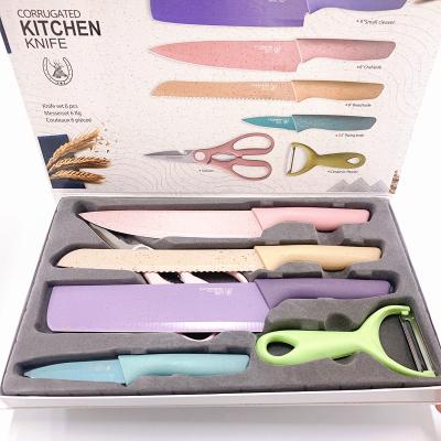 China Kitchen Retractable Smooth Cutter Stainless Steel Macarons Cutting Board 7pcs Non-stick Coating Straw Knife Set for sale