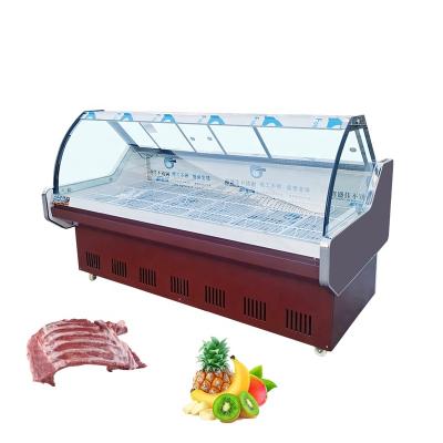 China Single-temperature Supermarket Display Glass Meat Butcher Fresh Meat Refrigerator Showcase Deli Food Cooler Counter for sale