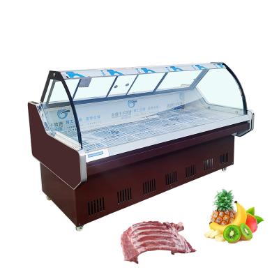 China Single-temperature Supermarket Commercial Display Refrigerator Butchery Fresh Meat Cooler Showcase Glass Counter for sale