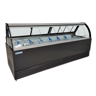 China Commercial Single-temperature Refrigeration Equipment Grocery Food Fresh Meat Display Freezer Self Serving Counter for sale