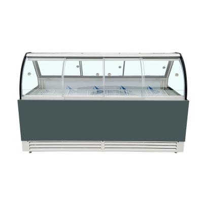 China Dual Temperature Butchery Cooled Meat Fridge Deli Cooked Food Curved Restaurant Glass Counter Display Cooler for sale