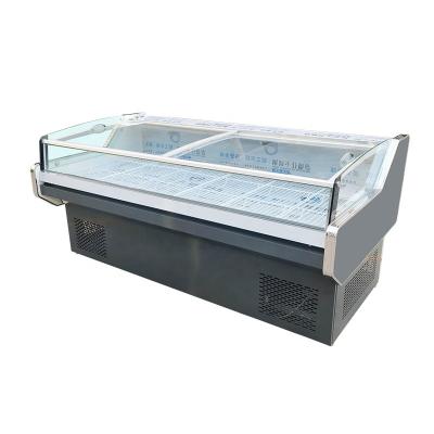 China Double Temperature Supermarket Butchery Meat Display Fridge Glass Dual Temperature Cooked Food Showcase Refrigerator for sale