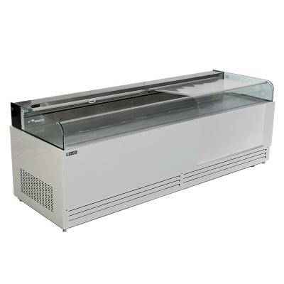 China Single-temperature Open Flat Surface Air Curtain Supermarket Refrigerator Equipment Deli Meat Cooler for sale