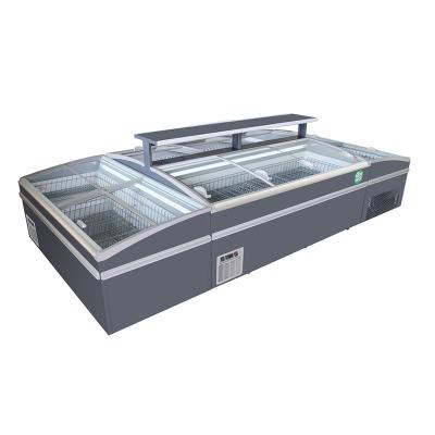 China Single-temperature Auto Defrost Supermarket Showcase Refrigerator for Commercial Frozen Food Island Display Freezer for sale