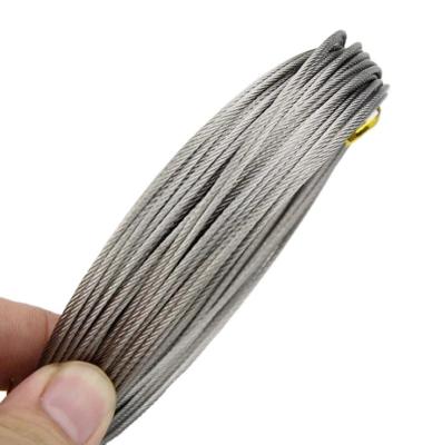 China Forming New Soft Wire 10m 304 Stainless Steel Wire Rope Fishing Lifting Cable 7*7 Clothesline 0.5mm/0.8mm/1mm/1.2mm/1.5mm/2mm/2.5mm/3mm for sale