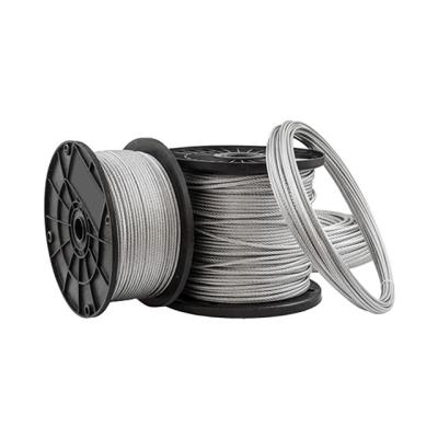 China Stable Tensile Strength 304 Stainless Steel 0.5/0.6/0.8/1/1.2/1.5/2mm Steel PVC Coated Wire Rope Flexible Soft Rope Transparent Clothesline for sale