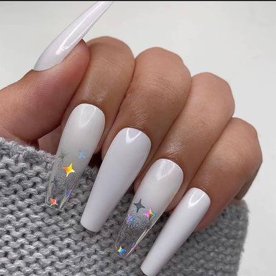 China No Smell Ballet Gradient Laser Star Wear Manicure Safe Environmental Long Correction Nail Waterproof Removable Manicure Fake Nails for sale