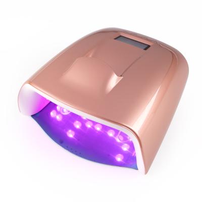 China Rose Golden Cordless Rechargeable Sensitive Touch Button 60W LED Nail Fast Cure Red UV Lamp LED Gel Light for Drying Nails for sale