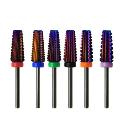 China High Quality Purple Tungsten Carbide Coating 6 In 1 Tungsten Carbide Nail Drill Bit Manicure Nail Tools Accessories For Gel Nail Polish Remove for sale