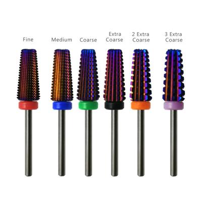 China Nail Art Beauty Professional Salon Like This Carbide Nail Bits Purple Coating Drill 6 in 1 Tungsten Carbide Nail Drill Bit Drilling for sale