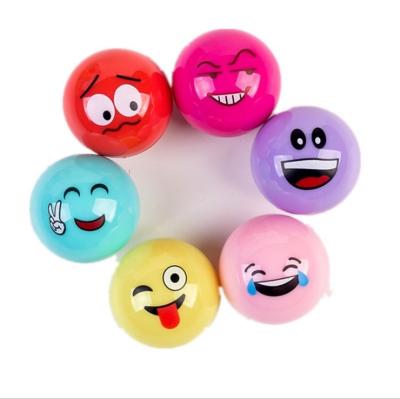 China Cute Cartoon Round Ball Lip Balm Waterproof Spherical Expression Lip Balm Hydration Lip Balm for sale