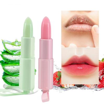 China Waterproof Strawberry Aloe Moisturizing Lip Balm Brighten Lip Wrinkle Anti-drying Lip Care Balm for sale