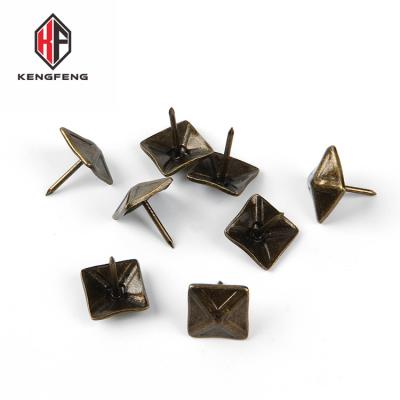 China Decorative Square Bronze Nail Sofa Upholstery Bronze Spikes Nail Furniture Square Decoration Nails Antique Brass Pins for sale