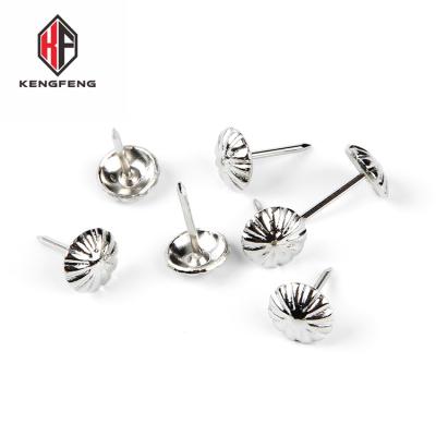 China Wholesale Price Furniture Flower Head Design Decorative Upholstery Nails Metal Silver Accessories Iron Sofa Decorative Nail for sale