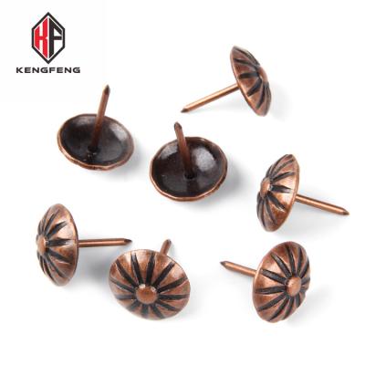 China Decorative red brronze furniture decor nails metal flower shaped headboard sofa decorative spikes nail for sale