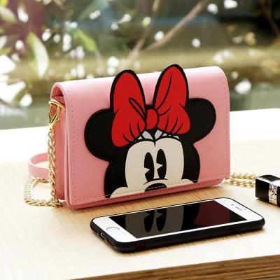 China Disney fashion mobile phone bag PU chain bag pink female fashion cartoon Minnie cross - body bag for sale