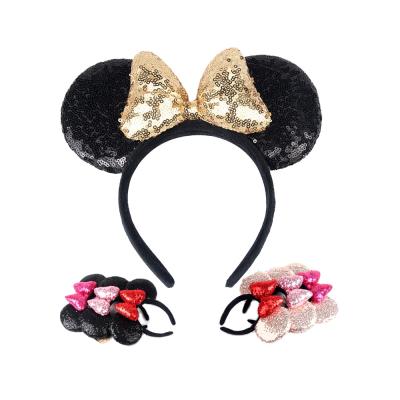 China Decorate Hair Hanger Glitter Mouse Ears Bows Headband Great For Kids HairbandBaby For Girl DIY Hair Accessories Party Headwear for sale