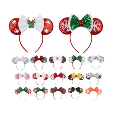 China Decorate Child Mickey Minnie Big Bow Headband Christmas Mouse Ears Headband Women Shape Colorful Headband for sale