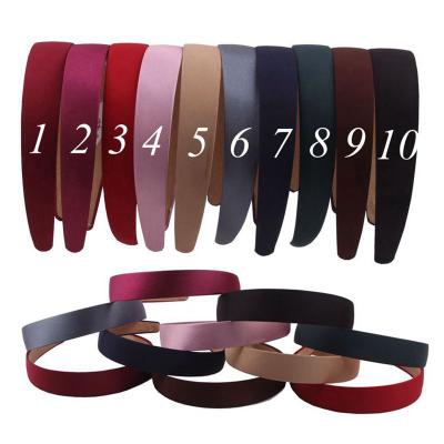 China Decorate Korea candy colors 2021 NEW 2.5CM solid simple satin headband girls headband bow circle headband head wear hot DIY ribbon headdress for sale