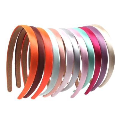 China Decorate Korea Ribbon Headbands 1.5cm For Girls Simple Solid Satin Plastic Hair Band Children Hair Circle Headband Hair Accessories for sale