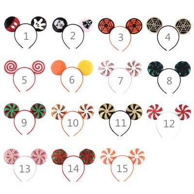 China Decorate Promotional Sequin Ears Headband Halloween Sparkle Mouse Ears Headwear For Party for sale