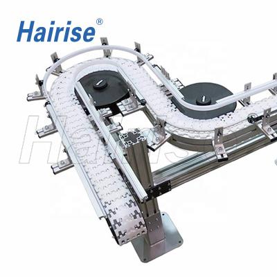 China Oil Resistant Hairise Flexible Plastic Slat Chain Conveyor In Aluminum Frame for sale