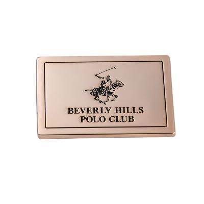 China Fashion eco-friendly direct zinc alloy rectangle hardware accessories manufacturer logo labels brand metal clothing tags for sale