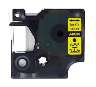 China COMPATIBLE DYMO D1 Compatible Label Tape 9mm Black On Yellow 40918 for sale